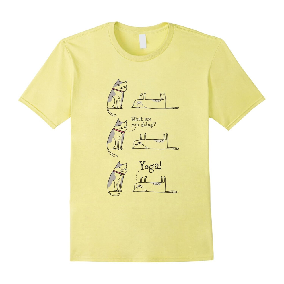 (M) Funny Cat Doing Yoga T-Shirts. Cat Love Yoga T-Shirt.-Father's Day