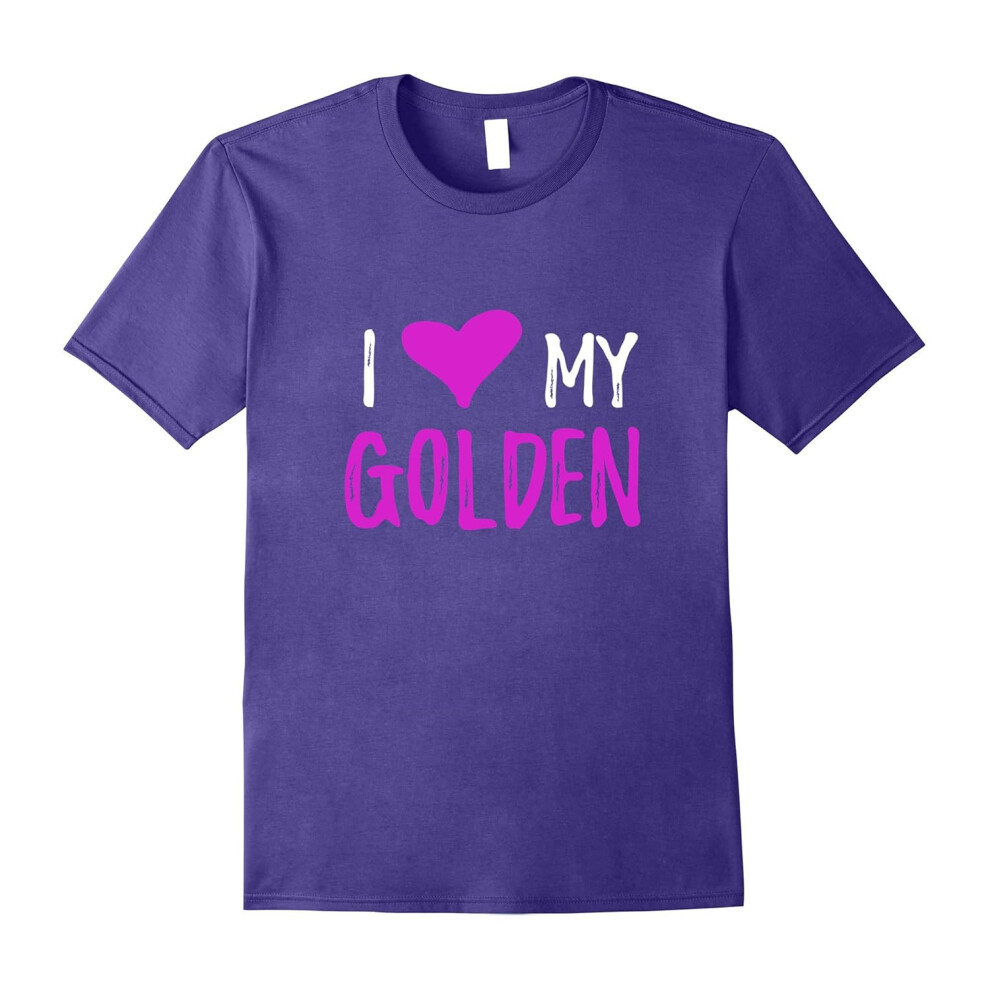 (XL) I Love My Golden T-Shirt Funny Golden Retriever Dog Gift-Father's Day