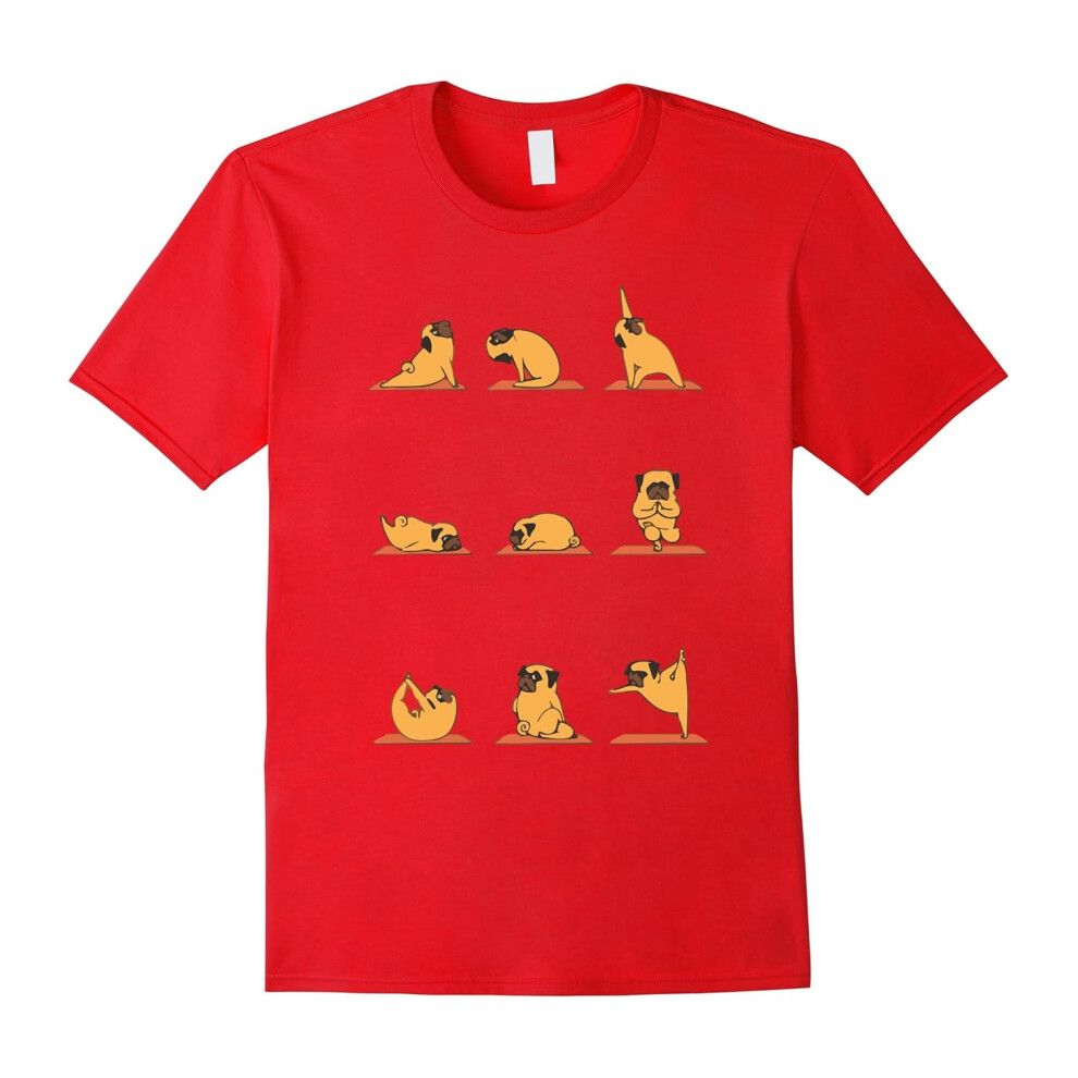 (M) Pug Yoga T-Shirts Funny Pugs Lovers Yoga Shirt-Father's Day