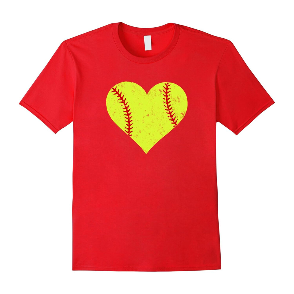 (M) Distressed Heart Tshirt Softball Life MOM Youth LOVE-Father's Day