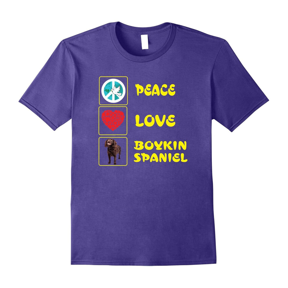 (XXXL) Peace Love Boykin Spaniel Dog For Happy Peace Day T-Shirt-Father's Day