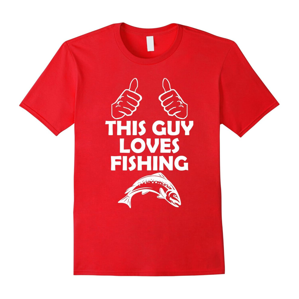 (M) This Guy Loves Fishing Funny Fisherman T-Shirt-Father's Day