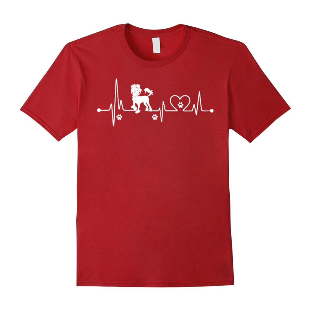 (XXXL) chinese crested love heartbeat T Shirt-Father's Day