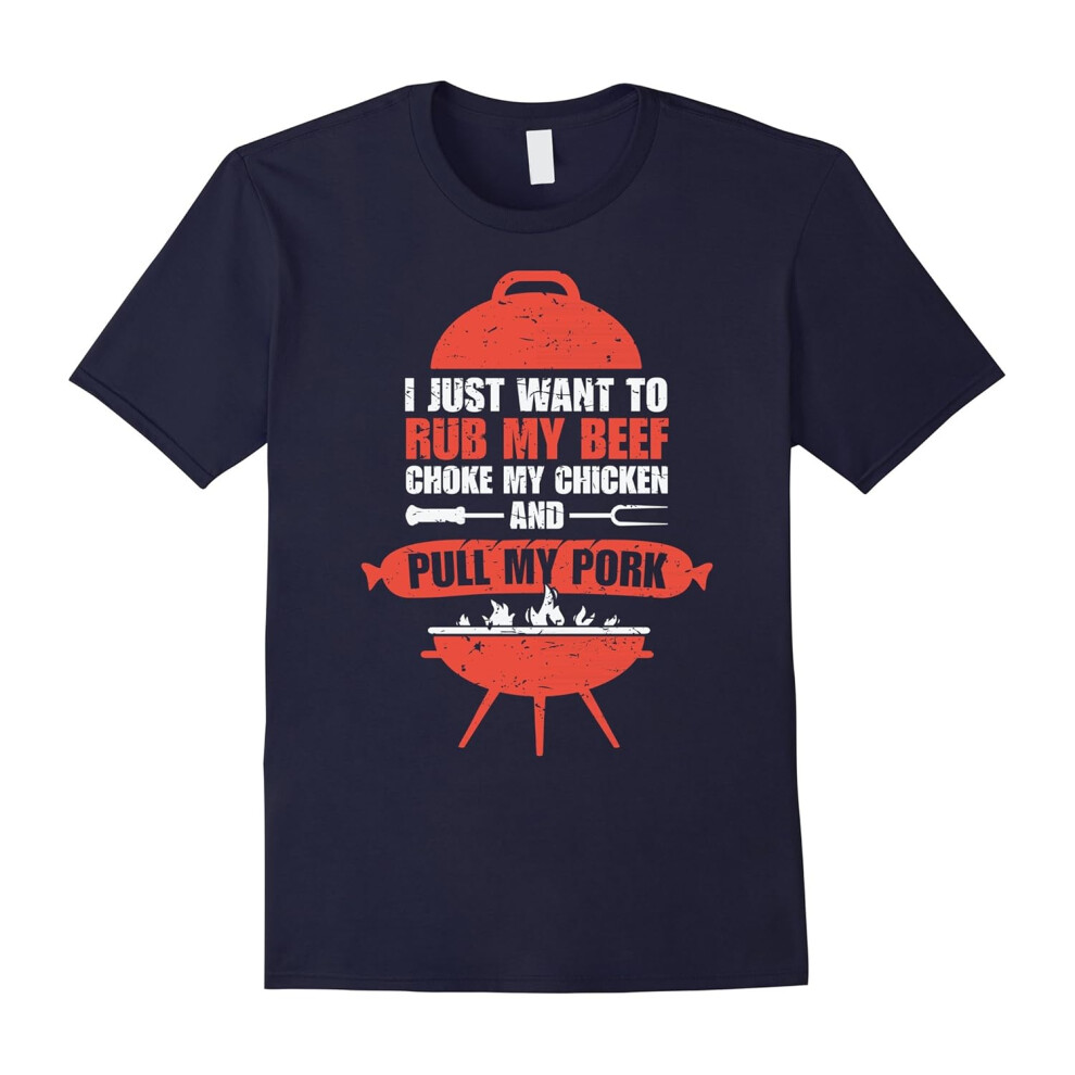 (S) Rub My Beef Pull My Pork â Barbecue BBQ Meat Lovers T-Shirt-Father's Day