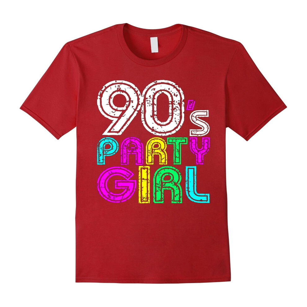 (XXXL) I Love 90s Tees 90's Party Girl Retro Vintage Neon T Shirt-Father's Day