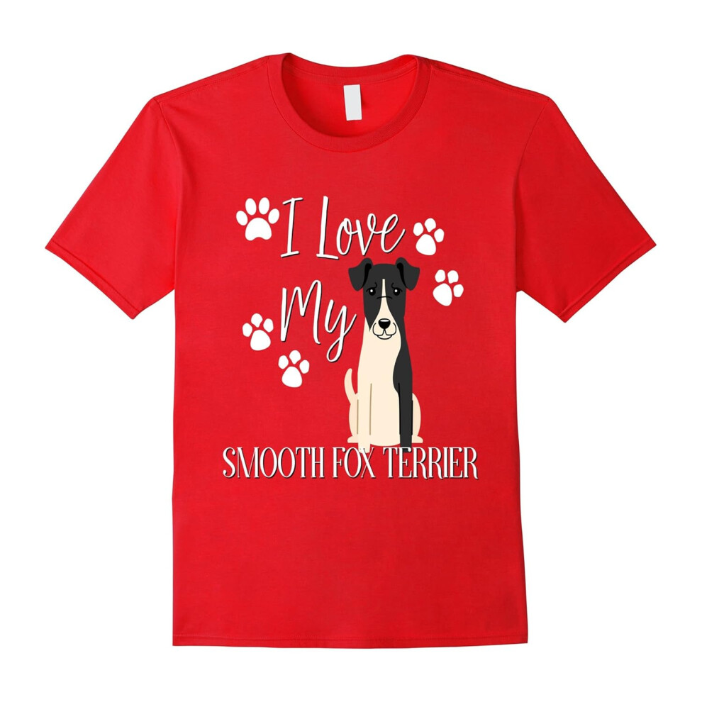 (M) I Love My Smooth Fox Terrier Dog Shirt Pet Owner Dogs Puppy-Father's Day