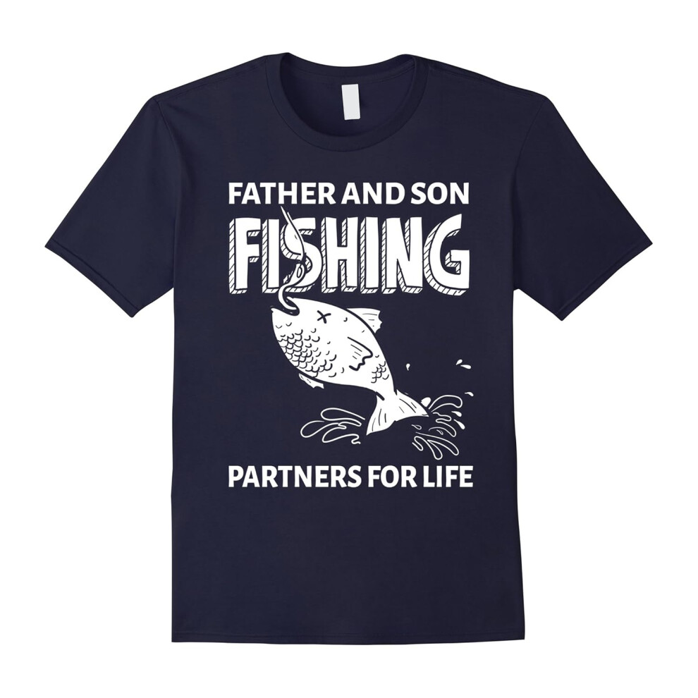 (XL) Men's father and son Fishing Partners For Life shirt Proud Daddy tee Fishing Dad T-Shirt-Father's Day