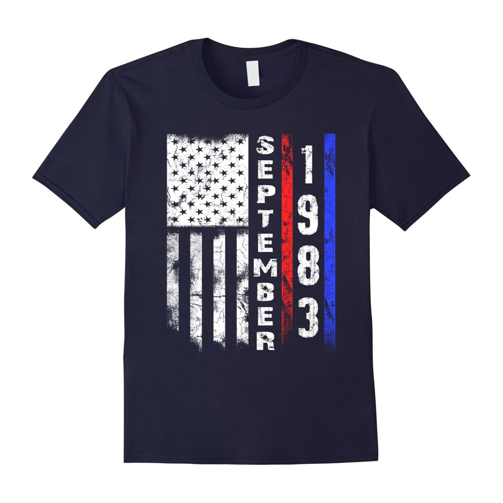 (XL) American Flag September 1983 â 34th Birthday Gifts T-Shirt-Father's Day