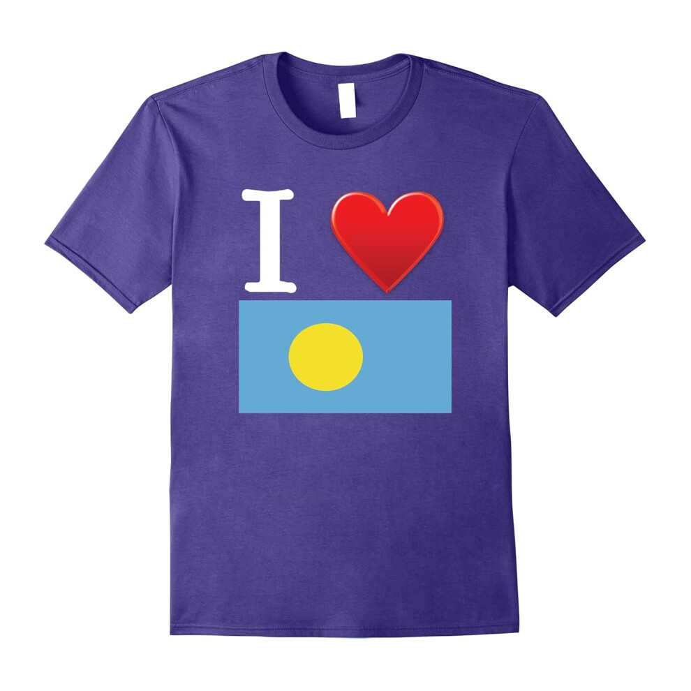 (M) I Heart Love Palau Flag T-Shirt-Father's Day