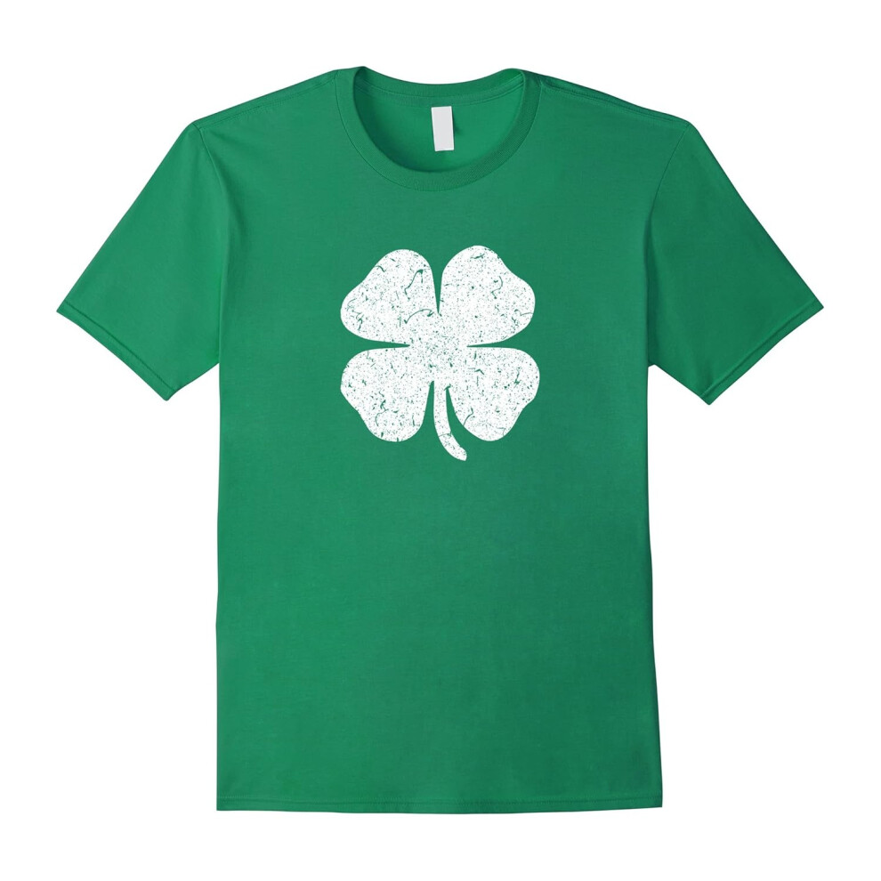 (M) Distressed Four Leaf Father's Dayover Irish Ireland T Shirt Shamrock-Father's Day