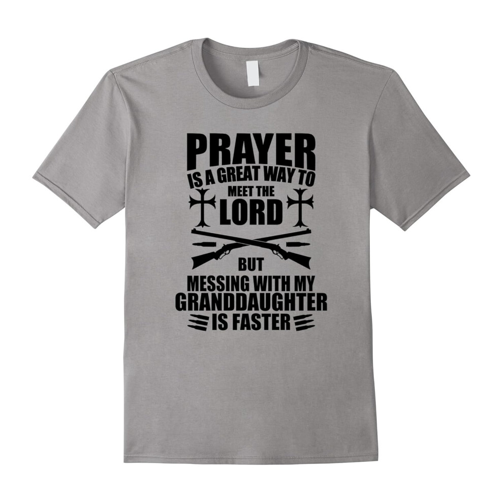 (XXXL) Don't Mess with My Granddaughter Gun T-Shirt Funny for Papa-Father's Day