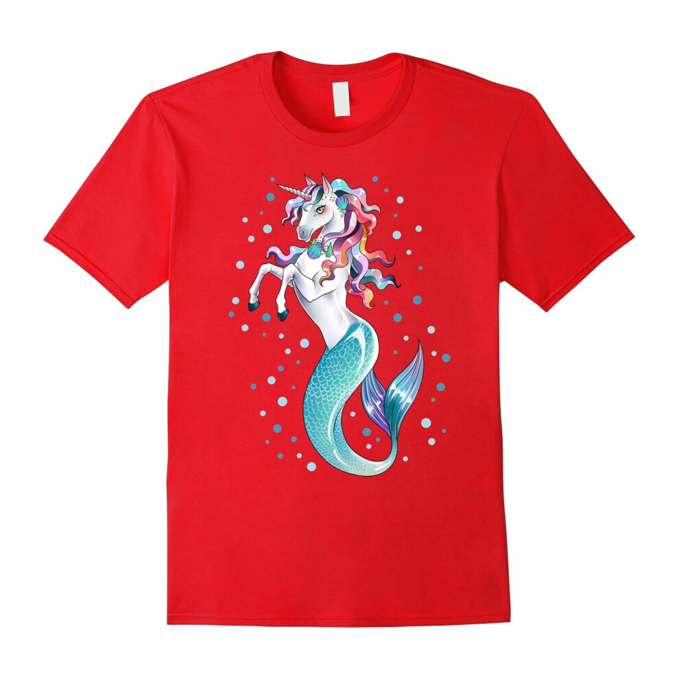 (L) Unicorn Mermaid Mermicorn Cute T-Shirt Gifts for Girls kids-Father's Day