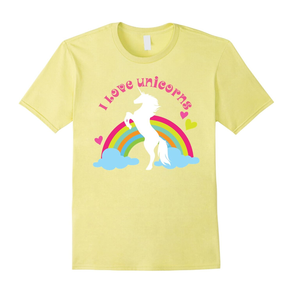 (XXXL) Unicorn and Rainbow Tee I Love Unicorns Fantasy T-shirt-Father's Day