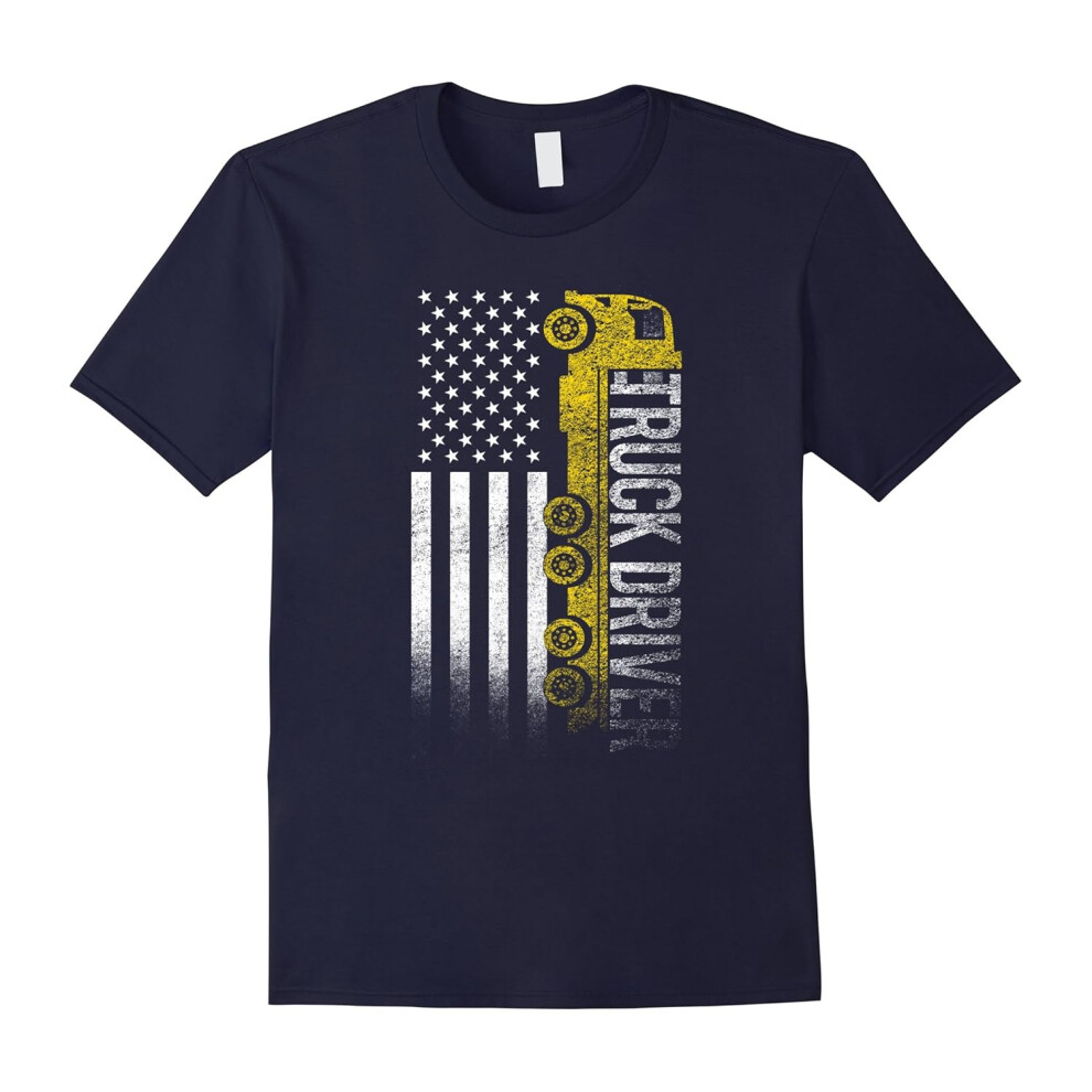 (S) American Truck Driver USA Flag Proud Freedom Lover Tee Shirt-Father's Day