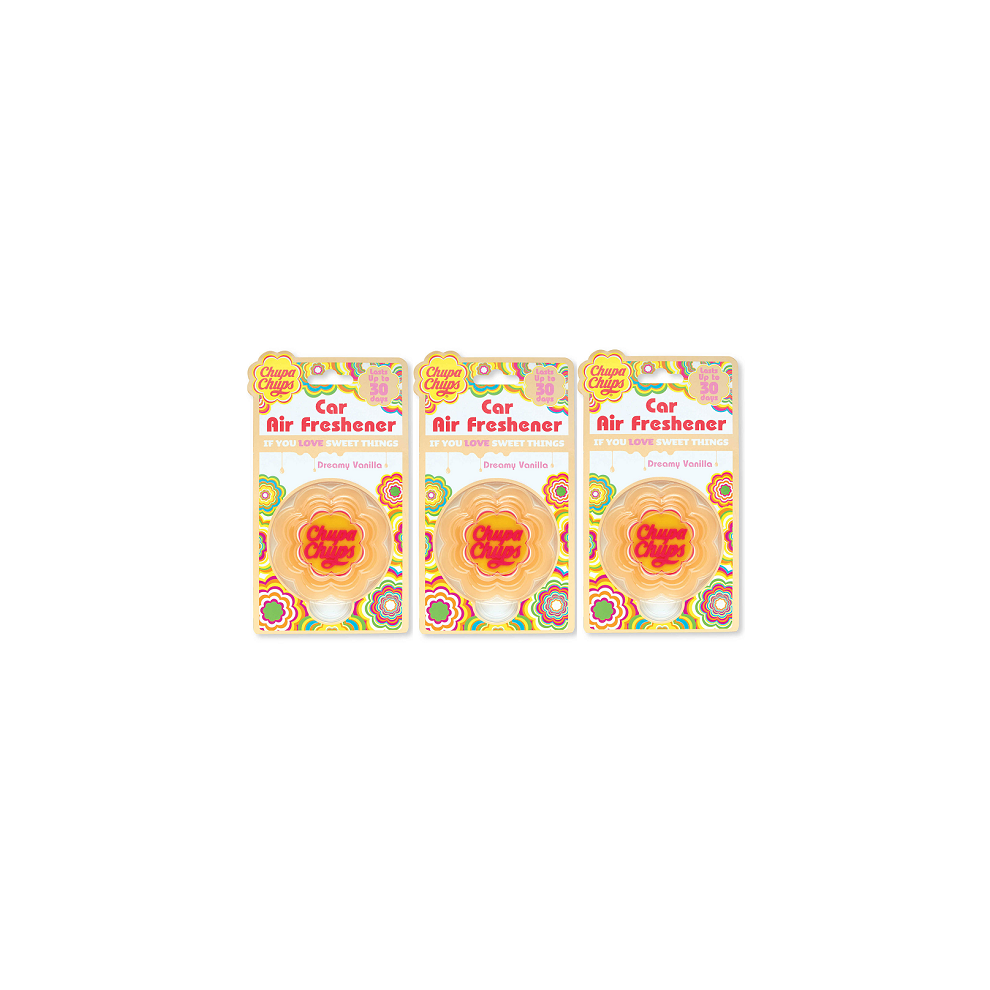 Chupa Chups Hanging Car Air Freshener Dreamy Vanilla Fragrance  (x3 Pcs)