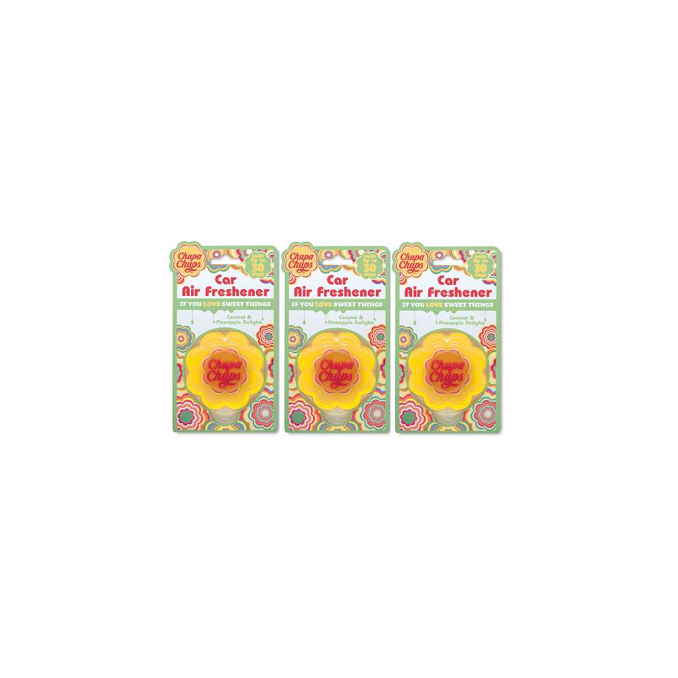 Chupa Chups Hanging Car Air Freshener Coconut & Pineapple Fragrance  (x3 Pcs)