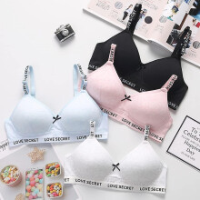 (Black Dark Grey White, 36) Teenager Girls Bra Pack Of 3 100% Cotton Sports Soft Bra Bralette Without Underwire Seamless Bustier Underwear Sports Underwear For 12-18 Years Childr