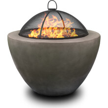 Homeology Fireology DIABLO Dark Grey Contemporary Garden and Patio Heater Fire Pit Brazier and Barbecue - Fully Assembled