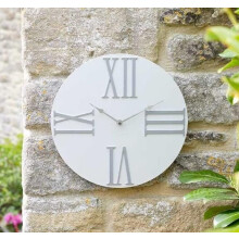 Light Grey Stone Effect Roman Numerals Weatherproof Garden Wall Clock