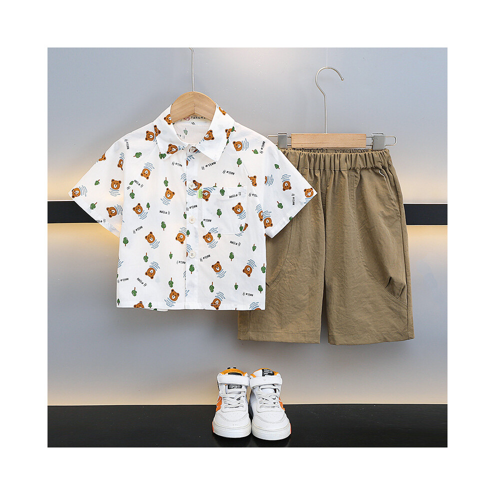 (White, 110cm) Boys Fashionable Summer Two Piece Outfit With Soft And Lightweight Short Sleeve Design-image-OPC-PFGGCWR-NEW