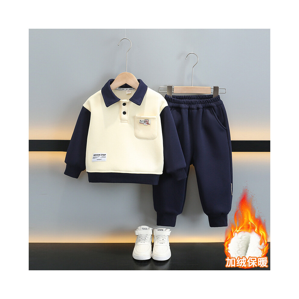 (StyleA) Two Boys Trendy Piece Outfit Warm Fleece Hoodless Sweatshirt And Long Pants-image-OPC-PFGGD9G-NEW