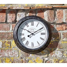 Black Round Antique Distressed Round Indoor Outdoor Garden Wall Clock