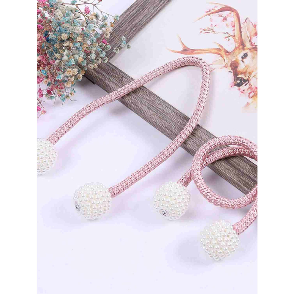 (Pink 2pcs) 2PCS Magnetic Curtain Tiebacks Polyester Holdbacks