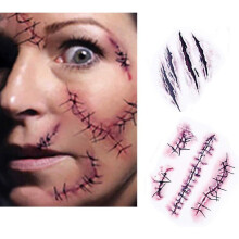 10PCS Halloween Tattoos,Zombie Scars Tattoos Stickers with Fake Scab Blood Special Fx Costume Makeup Props