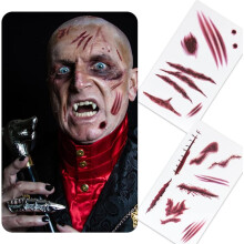 10PCS Halloween Tattoos,Zombie Scars Tattoos Stickers with Fake Scab Blood Special Fx Costume Makeup Props