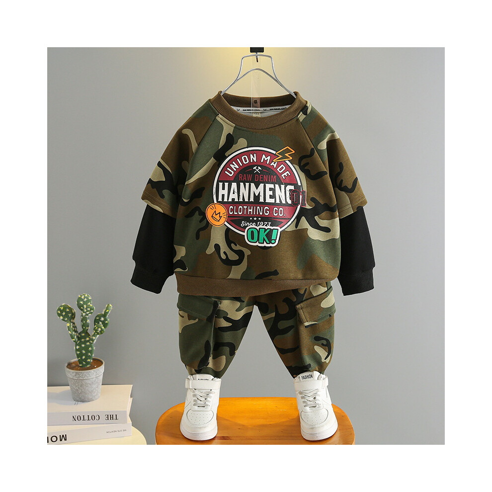 (StyleE) Modern Boys Camo Long Sleeve Set Soft Cotton Fabric Comfortable Outfit For Spring And Fall Seasons-image-OPC-PFGGHB2-NEW
