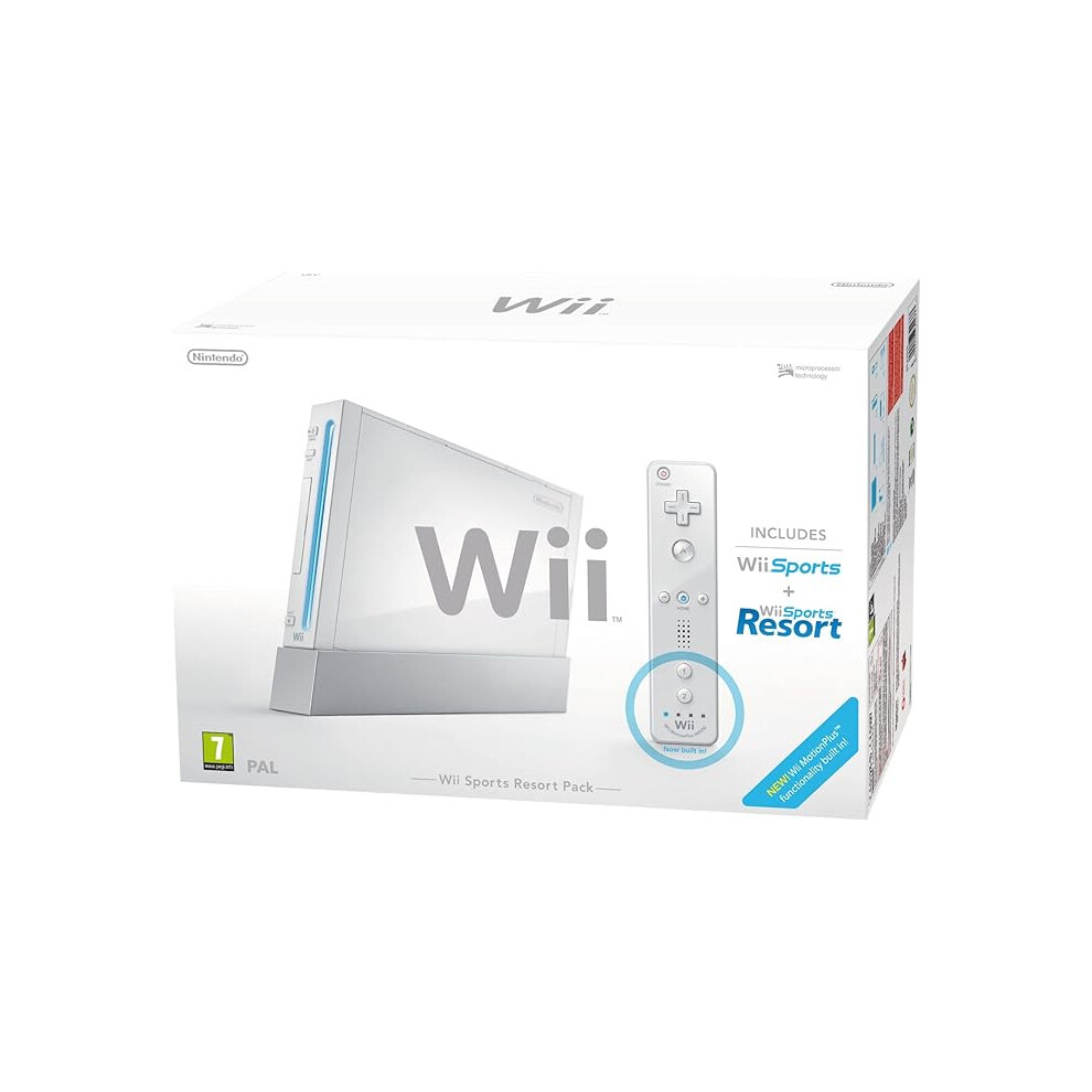 Nintendo Wii Console (White) with Wii Sports + Wii Sports Resort including Wii Remote Plus