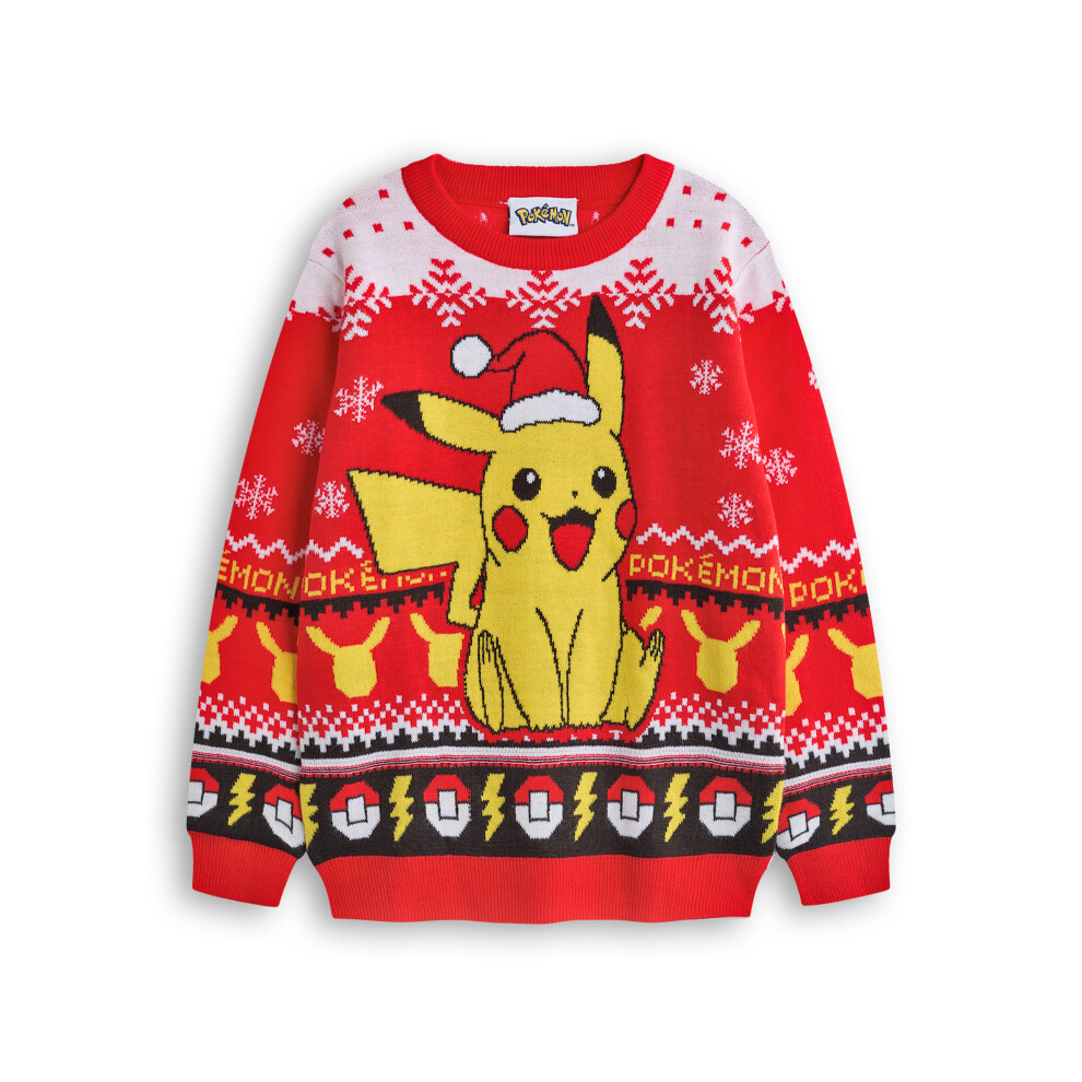 (13-14 Years) Pokemon Christmas Jumper (Boys Red)