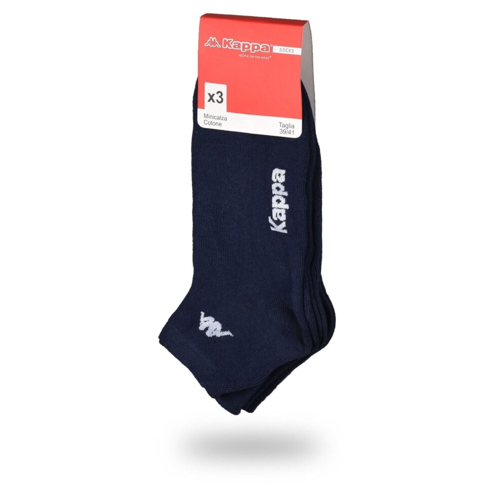 (EU 39-41) Kappa Mens Ankle Socks - Navy - 1 Pack of 3