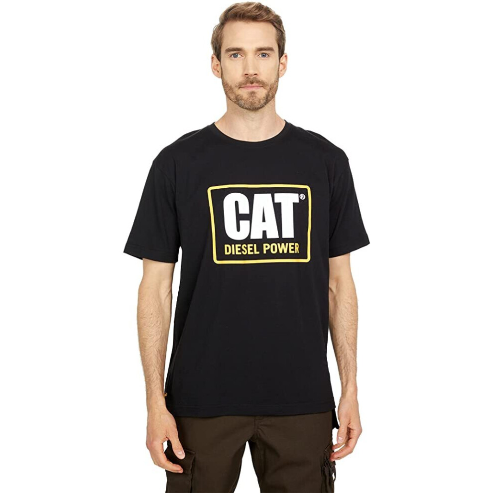 (XS) Caterpillar Mens Big & Tall CAT Diesel Power Short Sleeve Classic Fit Tee - Black