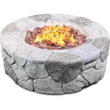 Homeology Fireology KALUYA Grey Lavish Garden & Patio Gas Fire Pit with Eco-Stone Finish - Fully Assembled