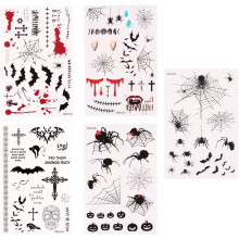 5 Sheets Halloween Scar Tattoo Sticker Fake Spider Wound Bloody Temporary Tattoos for Halloween Play Makeup