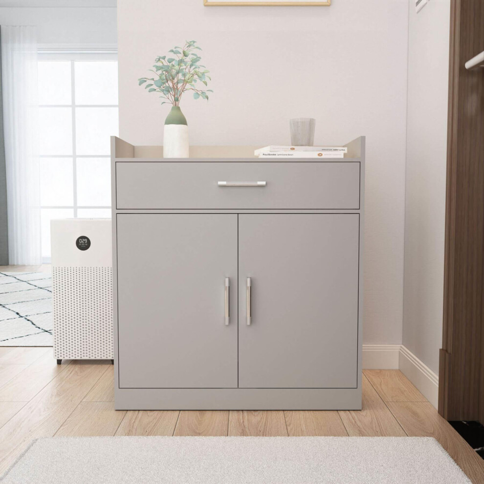 (Grey) Modern 2 Door Black Shoe Storage Cabinet