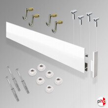 (Noir, 6M) Kit Clip Rail Max, ensemble complet de système de galerie, cimaise et crochets (suspension murale)