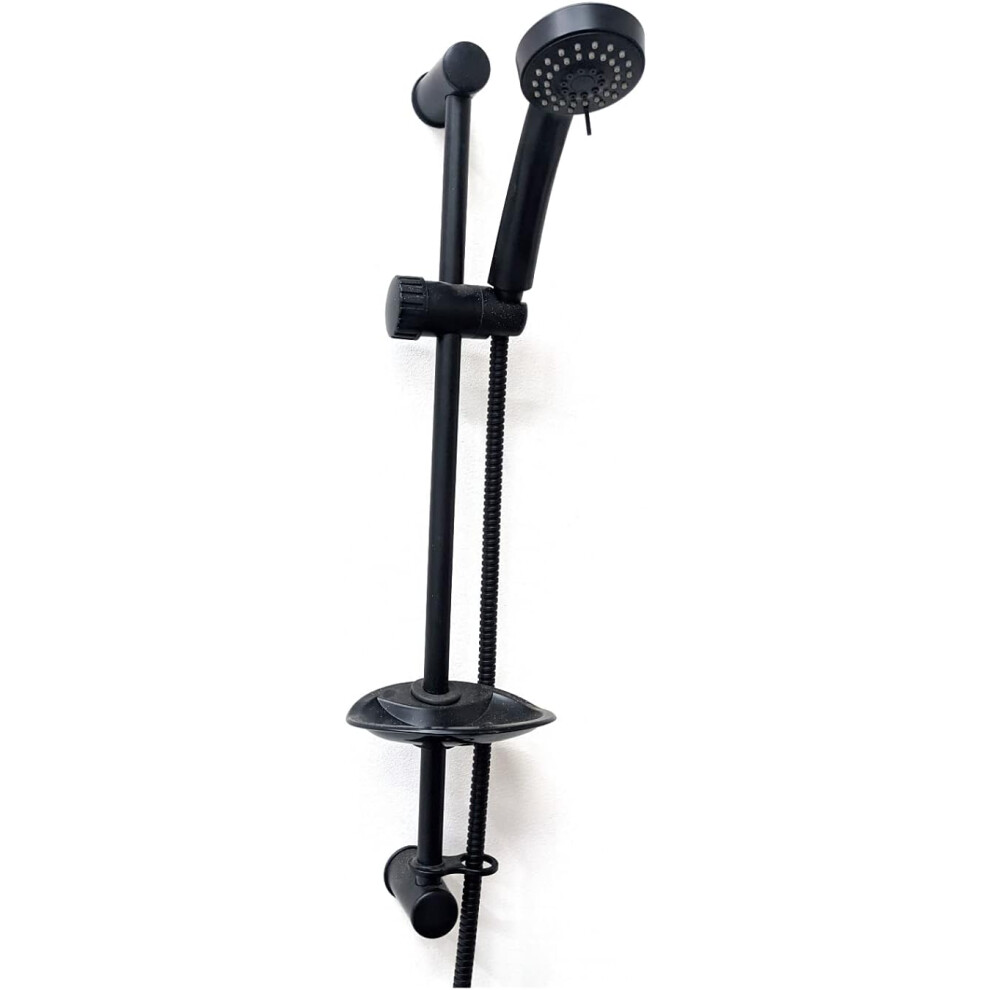 Noir Black Shower Slide Rail Kit | Adjustable Riser Rail | Shower Head & Hose Pipe Bracket | Matt Black