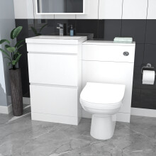 Nes Home White Floor Standing 500mm Vanity Unit 2 Drawers, WC Unit & BTW Toilet