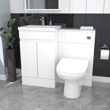 Nes Home White Floor Standing 500mm Vanity Unit 2 Door with WC Unit & BTW Toilet