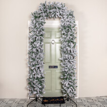 8ft Slimline Single Door Snow Flocked Christmas Tree Arch in Green with 2000 Tips