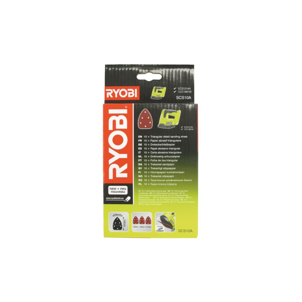 Ryobi Triangular Detail Sanding Sheets 10 Pack - SCS10A