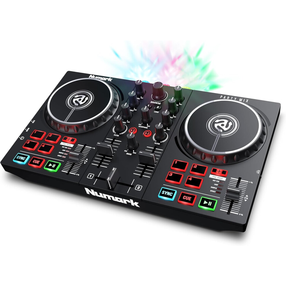 Numark Party Mix II DJ Controller with Party Lights,DJ Set with 2 Deck