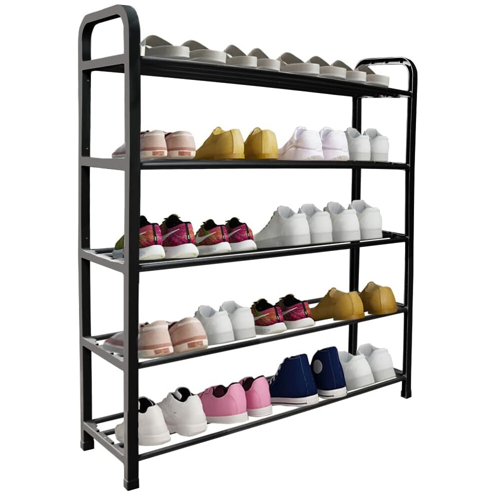 Ram Online Ram Black 5 Tier Shoe Rack Shoes Storage Organiser Holds 20 Pairs