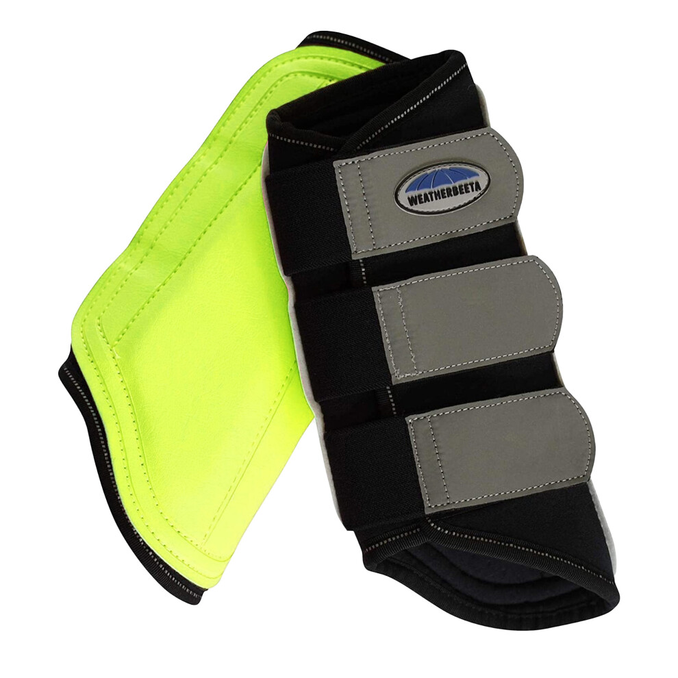 (Cob, Yellow/Silver) Weatherbeeta Reflective Horse Brushing Boots