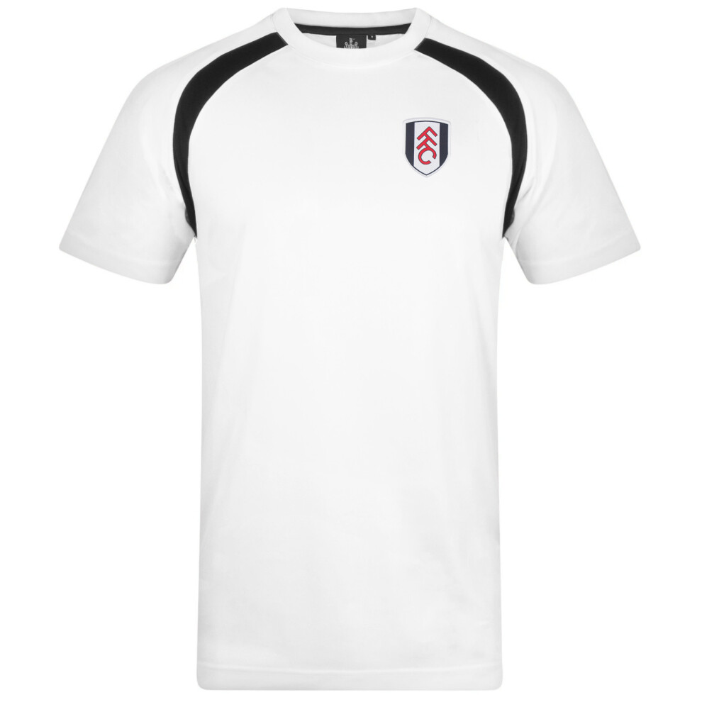 (White, Medium) Fulham FC Mens T-Shirt Poly Adults OFFICIAL Football Gift