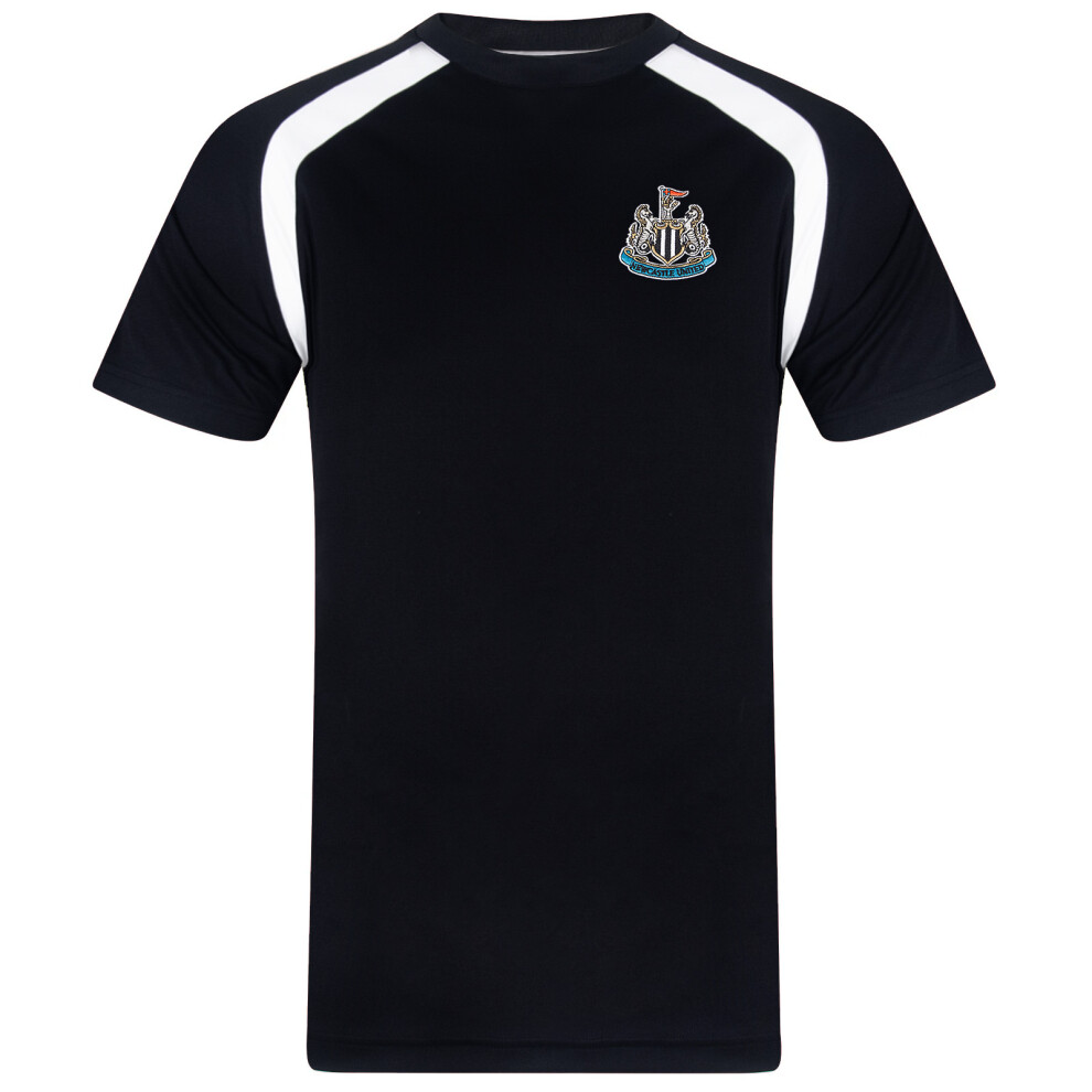 (Black, 8-9 Years) Newcastle United FC Boys T-Shirt Poly Top Kids Official Football Gift