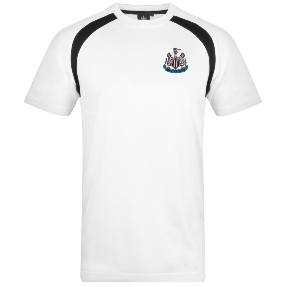 (White, Large) Newcastle United Mens T-Shirt Poly Top OFFICIAL Football Gift