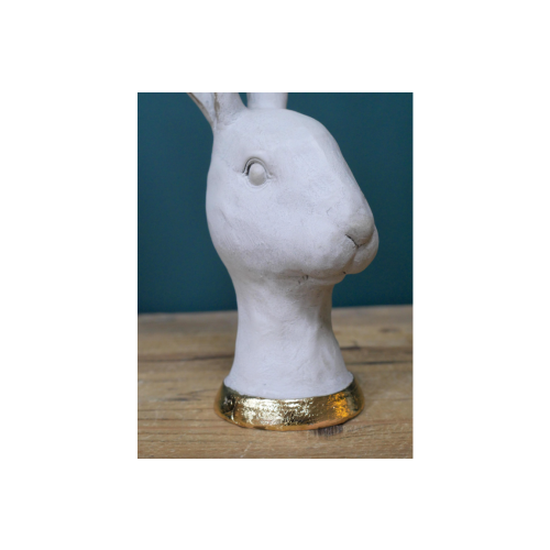 Rabbit Head Bust Ornament | GREY | Contemporary Home Decor | Small 1
